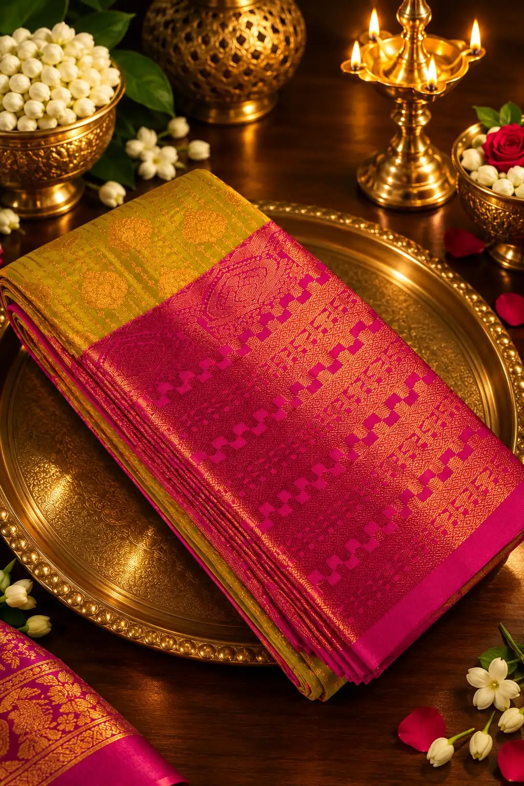 Premium Korvai Kootanji Jacquard Reshma Silk